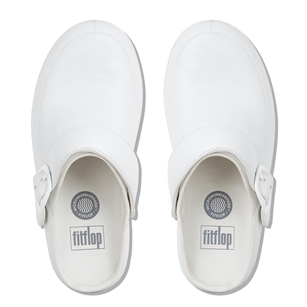 Fitflop Womens Clogs - Gogh Pro Superlight Leather - White - 726-RIVXMJ